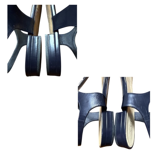 CHANEL BLACK Leather Logo T-Strap Sandals 39.5C - Picture 8 of 8